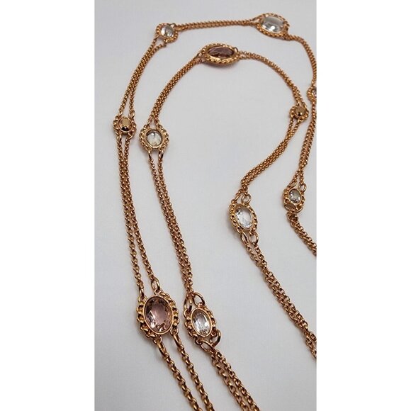 New Swarovski Rose Gold Fragment Multicolor Crystal Double Strand Necklace 2017 - Picture 10 of 16